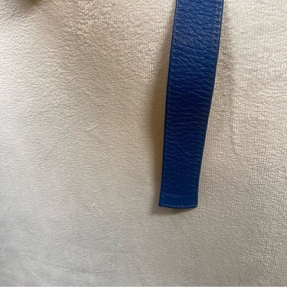 Alexis Kirk NY Paris London Blue Pebble Leather Belt W/Gold Abstract Buckle main image 4